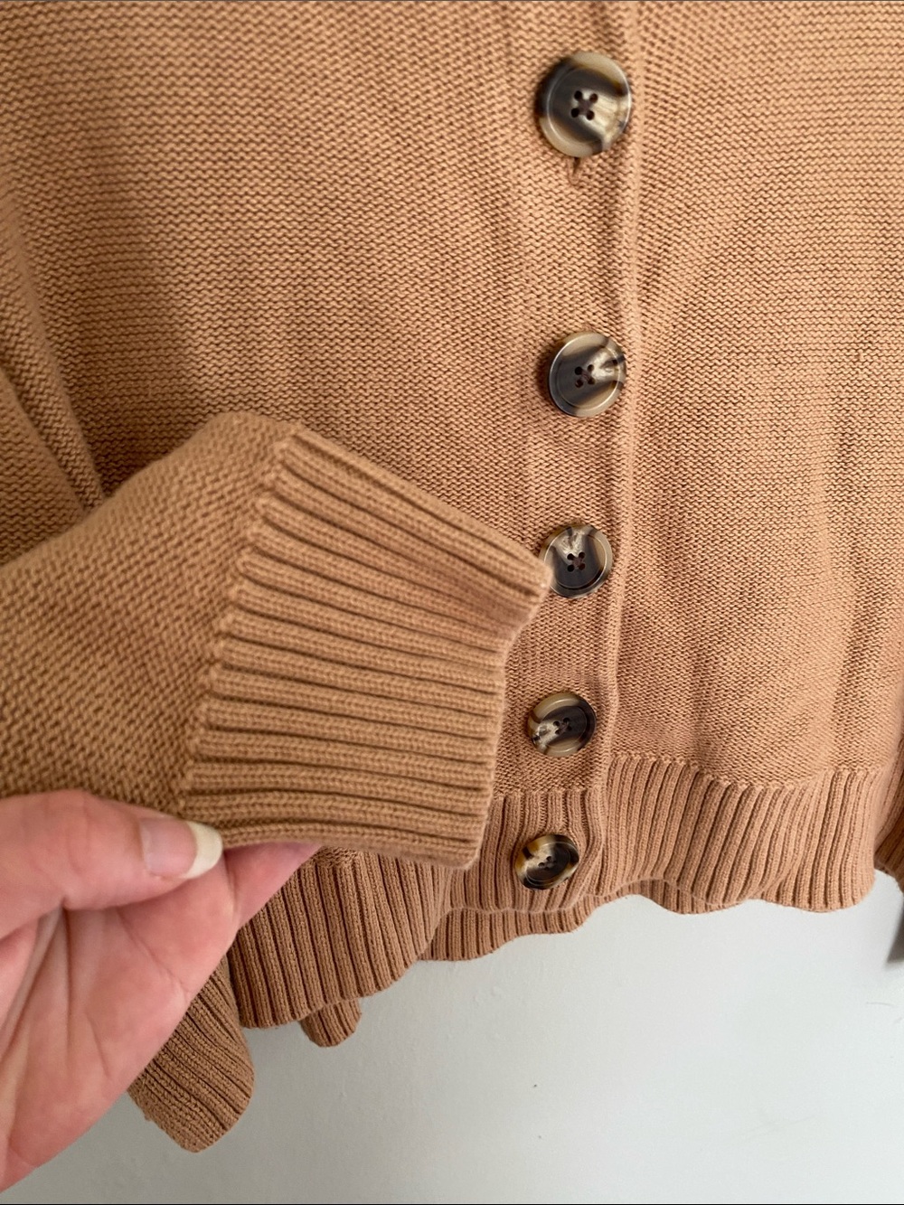 Quince Women’s 100% Organic Cotton Cropped Cardigan Camel Color Size Small - Picture 7 of 10